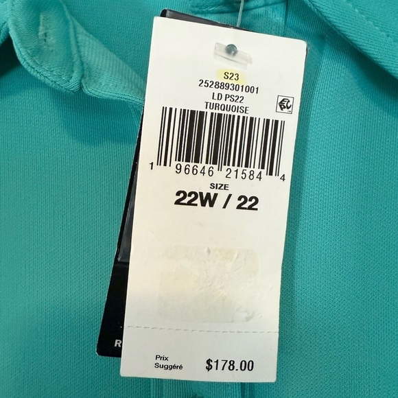 Ralph Lauren Turquoise Long Sleeve Plus sizeShirt Wrap Dress- NWT- size 22 - Picture 7 of 13